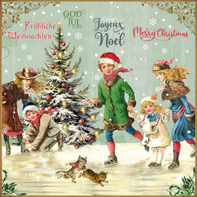 X-Mas on ice green papírszalvéta 33x33cm, 20db-os