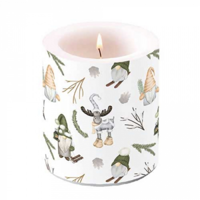 Karácsonyi átvilágítós gyertya 10x10xcm Forest Gnomes