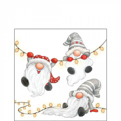 Gnomes on the light chain white papírszalvéta 25x25cm, 20db-os