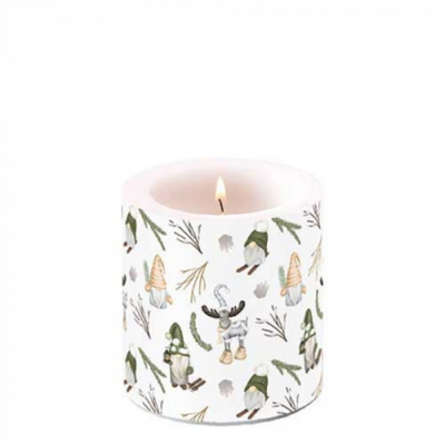 Karácsonyi átvilágítós gyertya 8x7,5cm Forest Gnomes