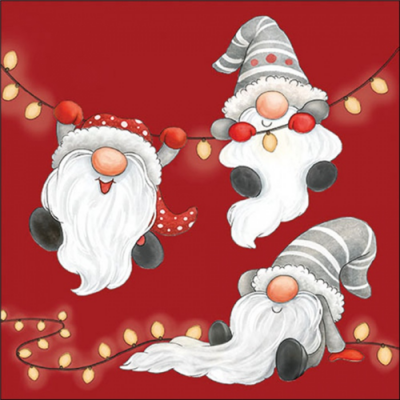 Gnomes on the light chain red papírszalvéta 33x33cm, 20db-os