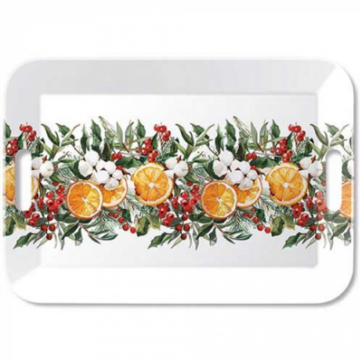 Winter oranges műanyag nagytálca 33x47cm