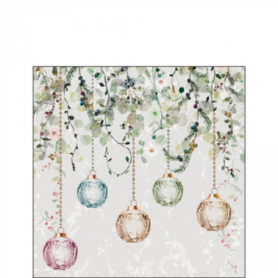 Floral Christmas grey papírszalvéta 25x25cm, 20db-os