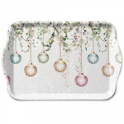 Floral Christmas grey műanyag kistálca 13x21cm