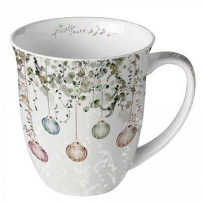 Floral Christmas grey porcelán bögre 400ml