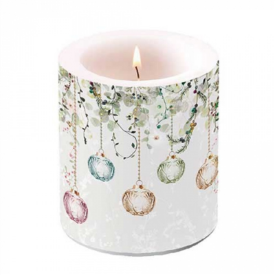 Floral Christmas grey átvilágítós gyertya 10x10xcm