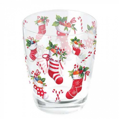 X-mas stockings white üvegpohár 250ml