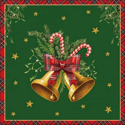 Scottish bells green papírszalvéta 33x33cm, 20db-os
