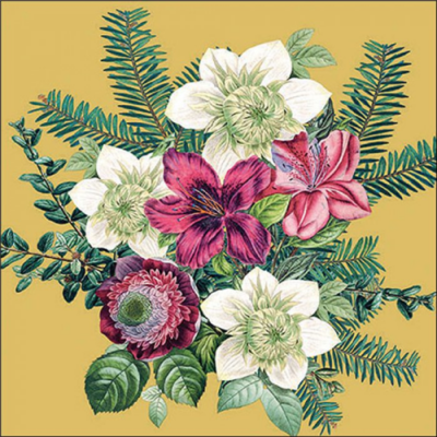 Azalea and helleborus gold papírszalvéta 33x33cm, 20db-os