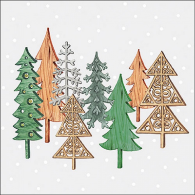 Wood carved trees grey papírszalvéta 33x33cm, 20db-os