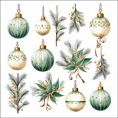 Hanging decorations green papírszalvéta 33x33cm, 20db-os