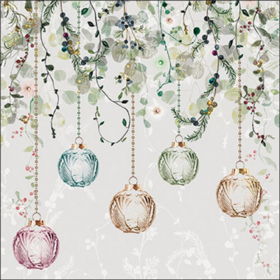 Floral Christmas grey papírszalvéta 33x33cm, 20db-os