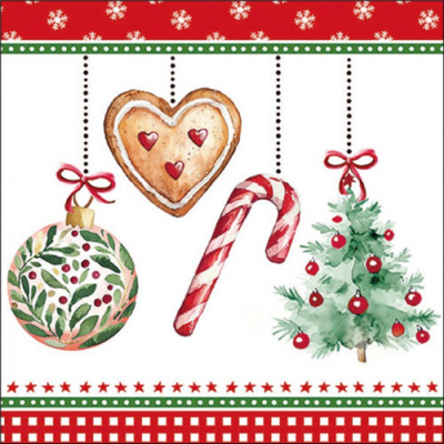 Ornaments on a cord white papírszalvéta 33x33cm, 20db-os