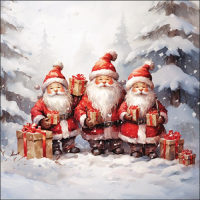 Santa triplets papírszalvéta 33x33cm, 20db-os