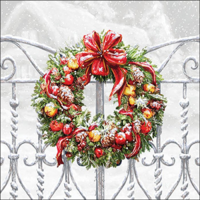 Wreath on fence papírszalvéta 33x33cm, 20db-os