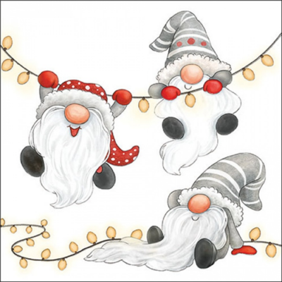 Gnomes on the light chain white papírszalvéta 33x33cm, 20db-os