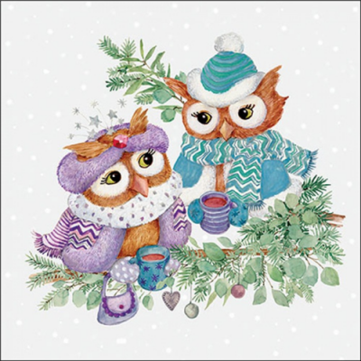 Winter owls papírszalvéta 33x33cm, 20db-os