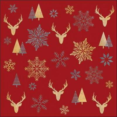 Winter silhouettes red papírszalvéta 33x33cm, 20db-os