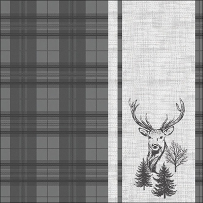 Deer plaid grey papírszalvéta 33x33cm, 20db-os