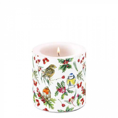 Birds in Winter átvilágítós gyertya 8x7,5cm