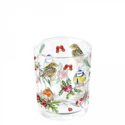 Birds in Winter üveg mécsestartó 5,5x6cm