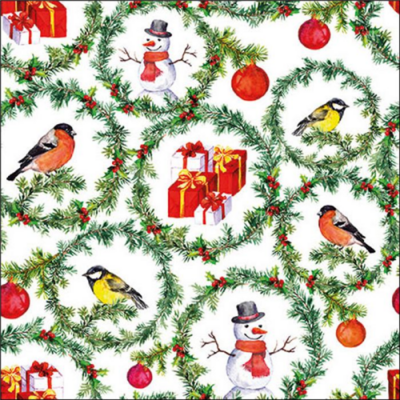 Pine branches rings papírszalvéta 33x33cm, 20db-os