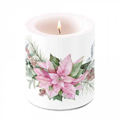 Pink poinsettia átvilágítós gyertya 10x10xcm