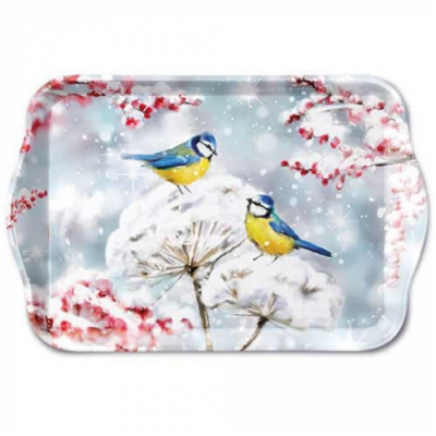 Birds in the snow műanyag kistálca 13x21cm