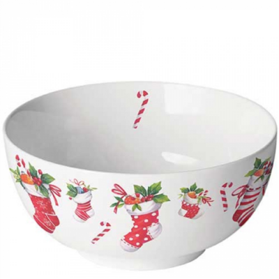 X-mas stockings white porcelántál 6,5x14cm