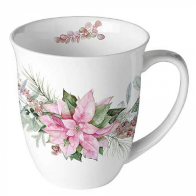 Pink poinsettia porcelán bögre 400ml