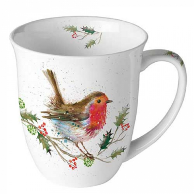 Winter robin porcelán bögre 400ml
