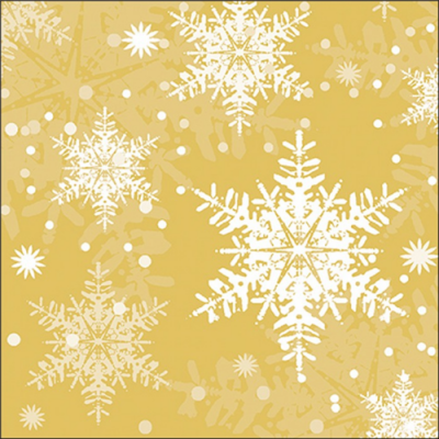 Snowflakes gold papírszalvéta 33x33cm, 20db-os