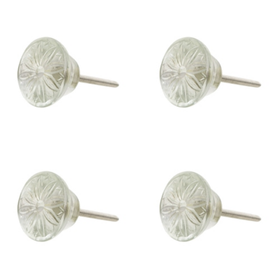 Üvegvirág bútorgomb 4x2cm, 4 db-os szett
