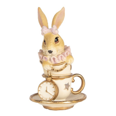 Húsvéti dekoráció - Nyuszi csészében órával