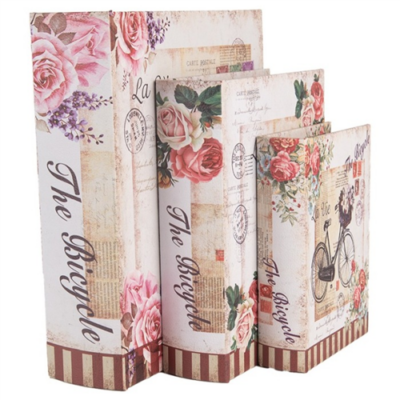 Rózsás-biciklis fadoboz szett 3 részes