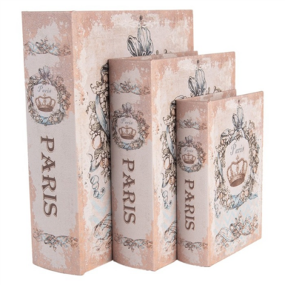 Paris feliratú, koronás fadoboz szett 3 részes