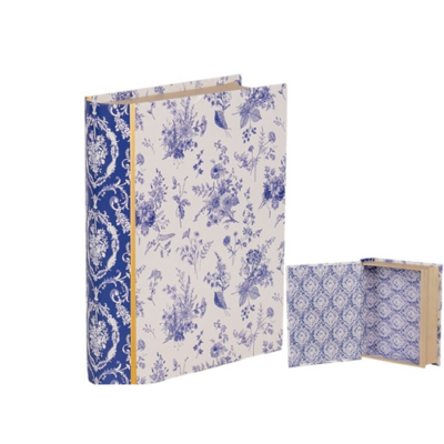 Kék virágos karton könyvdoboz