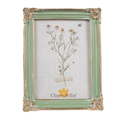 Zöld-arany színű sarokdíszes képkeret