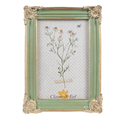 Zöld-arany színű sarokdíszes képkeret