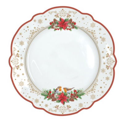 Porcelán lapostányér 26cm, Christmas Melody