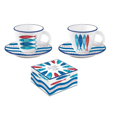 Porcelán eszpresszós csésze és alj - 120ml - Sardine's Party