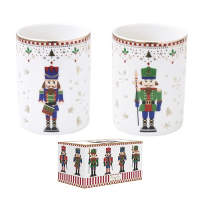 Diótörő mintás porcelán mécsestartó pohár szett