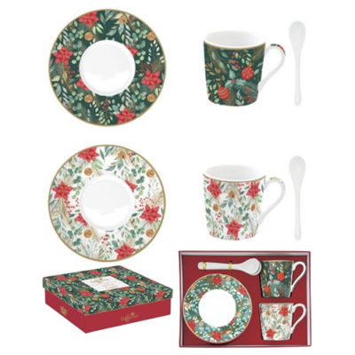 Porcelán eszpresszó kávés csésze szett - 100ml - Christmas Joy