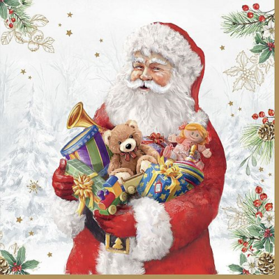 Karácsonyi papírszalvéta - 33x33cm - Santa is Coming
