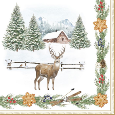 Karácsonyi mintás papírszalvéta 33x33cm, 20db-os, White Fores