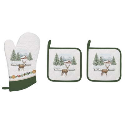 Karácsonyi edényalátét és edényfogó kesztyű White Forest