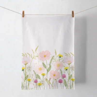 Pastel flowers pink konyharuha 50x70cm