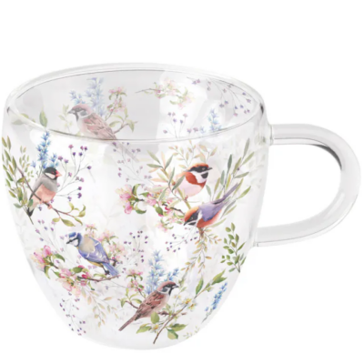 Busy birds duplafalú üvegcsésze 250ml