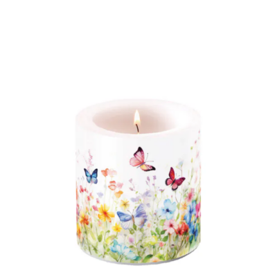 Butterflies in field white átvilágítós gyertya 8x7,5cm