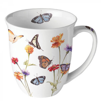 Porcelán bögre 400ml Pillangós